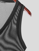 INCERUN Men Tank Tops V-neck Mesh Knitted Sleeveless Vests Streetwear Tanks Fashion Casual Men Top Clothing