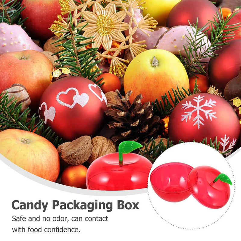 10PCS 6x5cm Christmas Candy Box Apple Shape Wedding Candy Box Christmas Fillable Decorative Ball Candy Gift Wrapping Gift