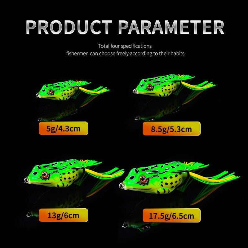 5pcs Frog Fishing Lures 13g/6cm Soft Bait Frog Artificial Baits Fishing Tackle with Double Fishing Hooks for Freshwater Saltwater Fishing