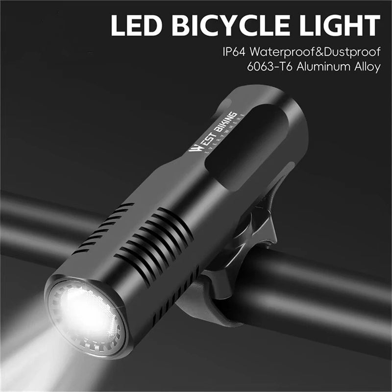 WEST BIKING 1000LM Bicycle Headlight 8 Lighting Modes Aluminium 4500mAh Power Bank Type-C Rechargeable Waterproof Flashlight for MTB Road Cycling