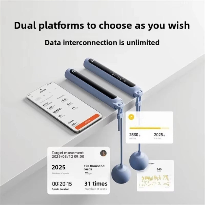 XIAOMI Mijia Smart Skipping Rope 2 LED Data Logging Adjustable Length Non-slip Silicone Strip Large Ball Swinging Skipping Rope for Indoor Outdoor Training Fitness Sports