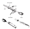 IPRee Outdoor Stainless Steel Multifunctional Camping Folding Knife Fork and Spoon Camping Equipment Panier Osier Camping Equipment