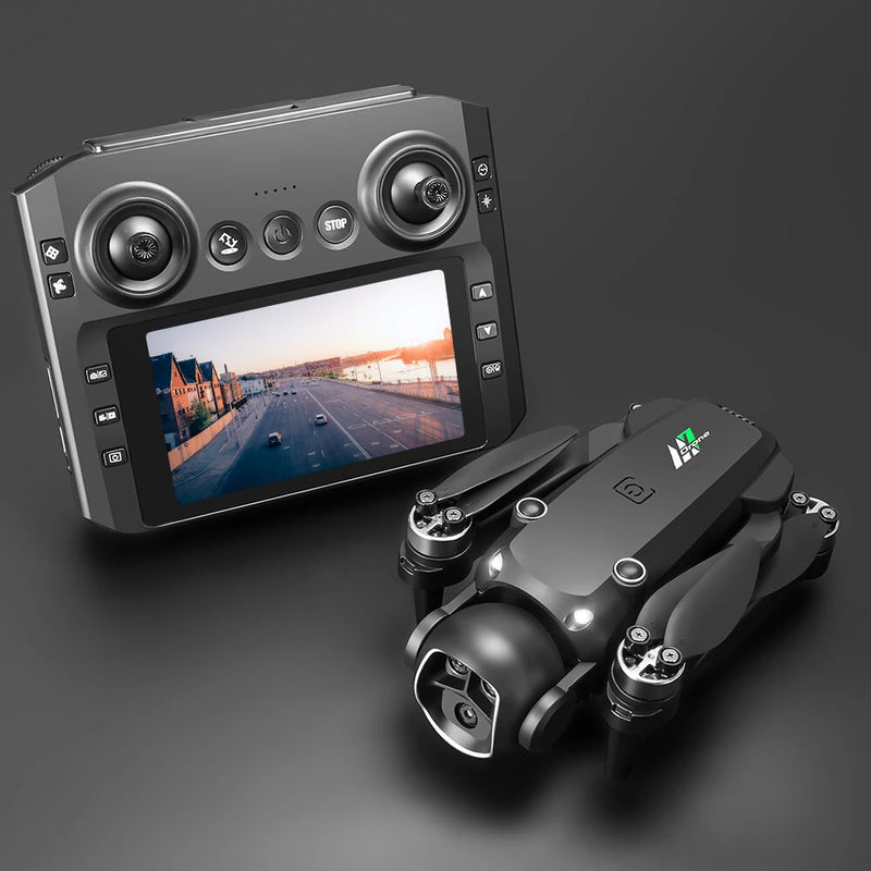 WLRC M7 WiFi FPV with 5.6inch LCD Screen Controller HD Dual Camera Servo Gimbal Optical Flow Positioning Brushless Foldable RC Drone Quadcopter RTF