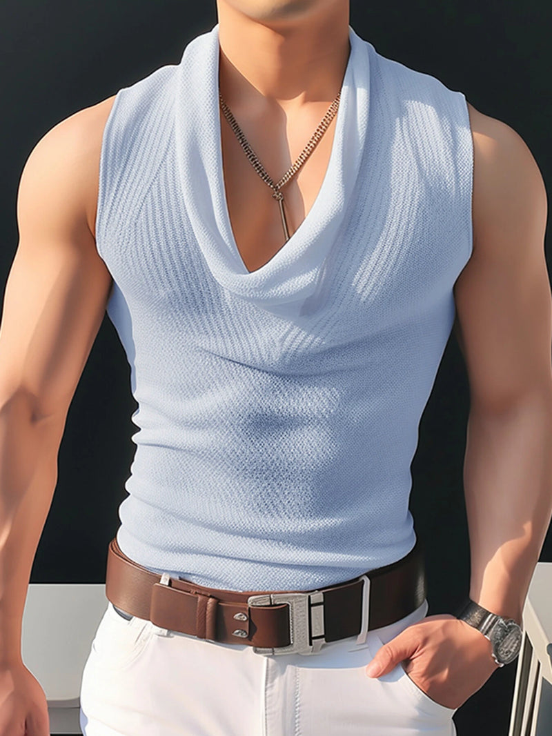 INCERUN Men Tank Knitted Transparent Top Sold Color Loose Neck Soft Tank Top Casual Daily Summer Vests Men Clothing S-5XL