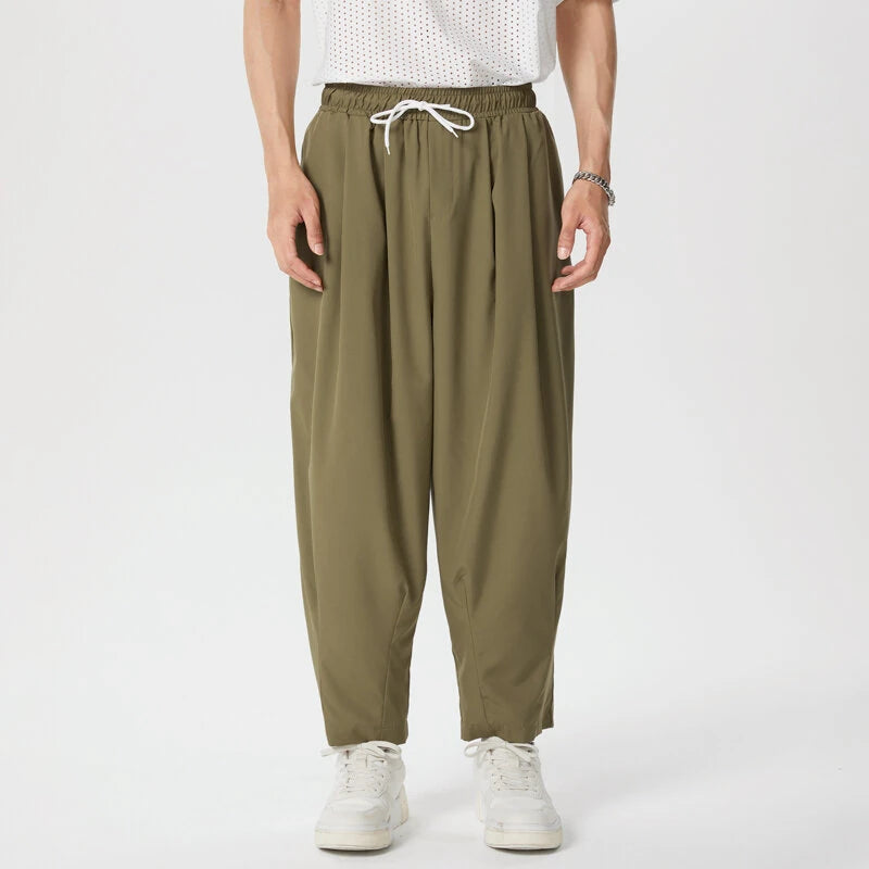 INCERUN Men Pants Retro Casual Wide Leg Cotton Linen Loose Pants Casual Solid Color Men's Pants