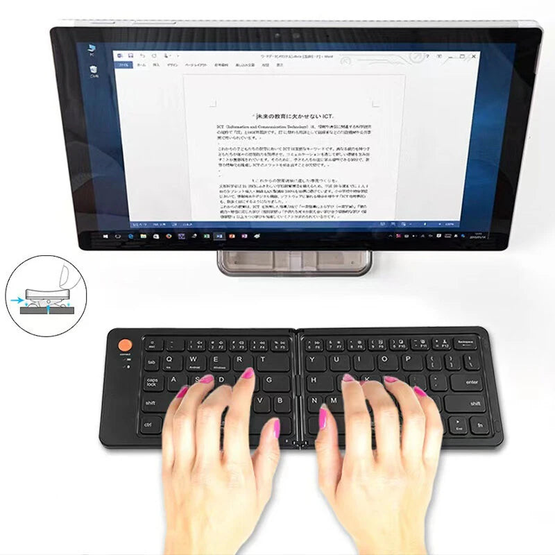 B023 Mini bluetooth Folding Keyboard for IOS/Android/Windows Tablet Mobile Phone Type-C Rechargeable Keyboard Computer Accessories