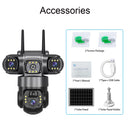 V380 4G 6MP Solar Security Camera 3-Lens System  Dual-Charging Night Vision Motion Alerts 4G European Version Security Camera