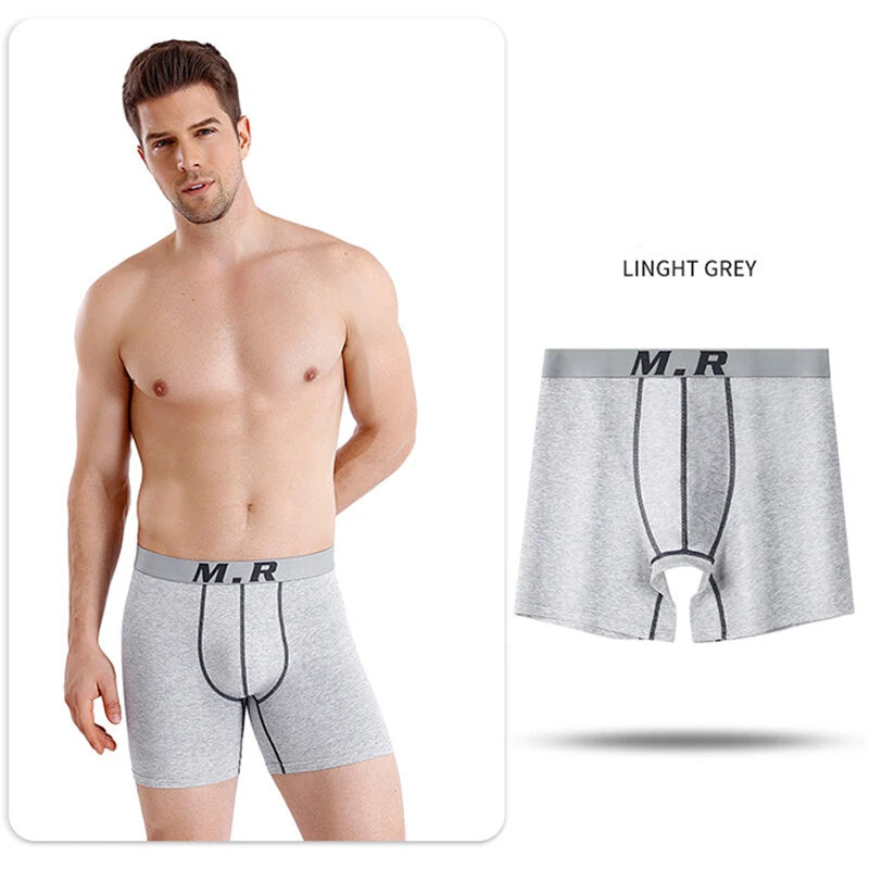 4pcs Cotton Comfy Long Style Men's Underwear Set Anti-wear Legs Comfortable Breathable Sports Boxer Briefs Set Underwear Not Easy To Strangle Underpants Set