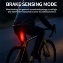 BIKIGHT 10-50LM 1PCS RGB LED Bicycle Smart Sensor Brake Taillight Type-C Charging Waterproof Warning Bike Rear Light for Night Cycling Safety