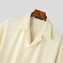 INCERUN Mens Shirts Fashion Floral Print Revere Collar Short Sleeve Shirt Summer Daily Beach Shirts