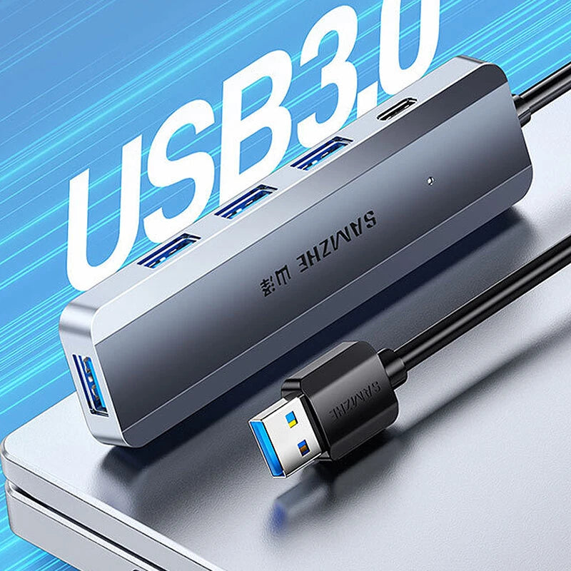 SAMZHE 5 in 1 USB3.0 Hub Docking Station USB Adapter with USB3.0*4 / PD USB-C for Phone PC Laptop Matebook