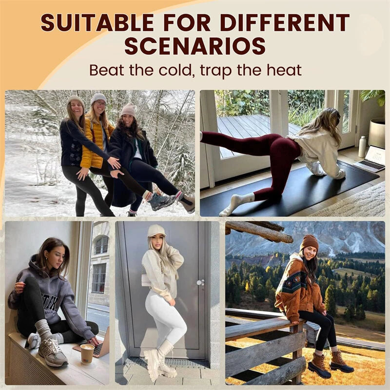 Women's Fleece Lined Leggings Thermal Warm Winter Tights High Waisted Yoga Pants Cold Gear With Pockets Autumn Winter Leggings