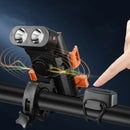 WEST BIKING 5 IN 1 500Lm Brightness Bike Headlight 3000mAh Battery Waterproof 4 Light Modes Power Bank Phone Holder with 130db Horn Warning Light for Night Cycling