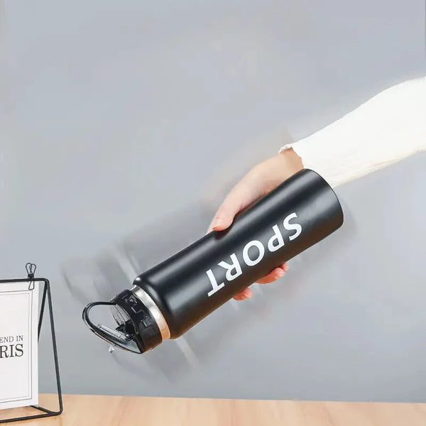 IPRee 600ml Double Wall Stainless Steel Insulated Sports Water Bottle, Leakproof Portable Vacuum Flask for Outdoor Hiking