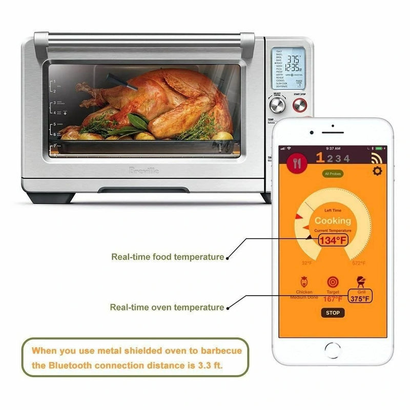 Wireless Smart BBQ Thermometer Bluetooth Probe with Phone App Display Baking Steaming Food Temperature Oven Temperature Kitchen Electric Thermometer Wireless Passive Oven Kitchen Electric High Temperature Probe