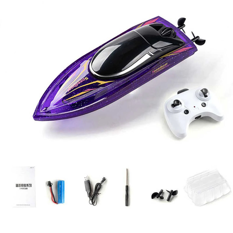 JJRC S13 RTR 2.4G RC Boat LED Light Capsized Reset High Speed Racing Waterproof Ship Vehicles Models Toys