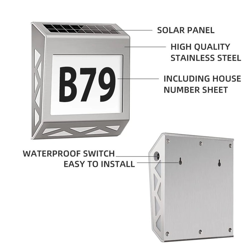 Solar Light Door Number Light Outdoor Digital Light Waterproof LED Indicator Light Home Entrance Courtyard Wall Light