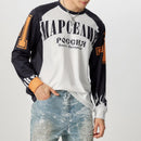 INCERUN Mens Casual Color-Block Long-Sleeve T-Shirt Fashion Loose Fit Crew Neck Racing Tshirt for Male S-5XL