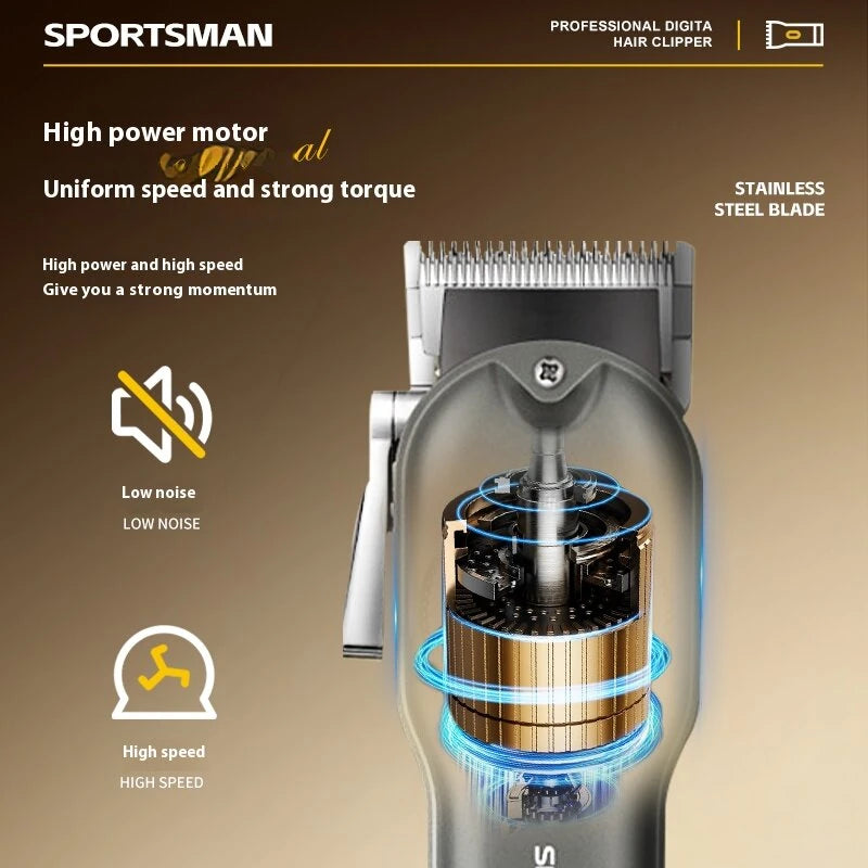 SPORTSMAN Professional Electric Hair Clipper LCD Display 1500mAh USB Rechargeable Salon Electric Hair Trimmer