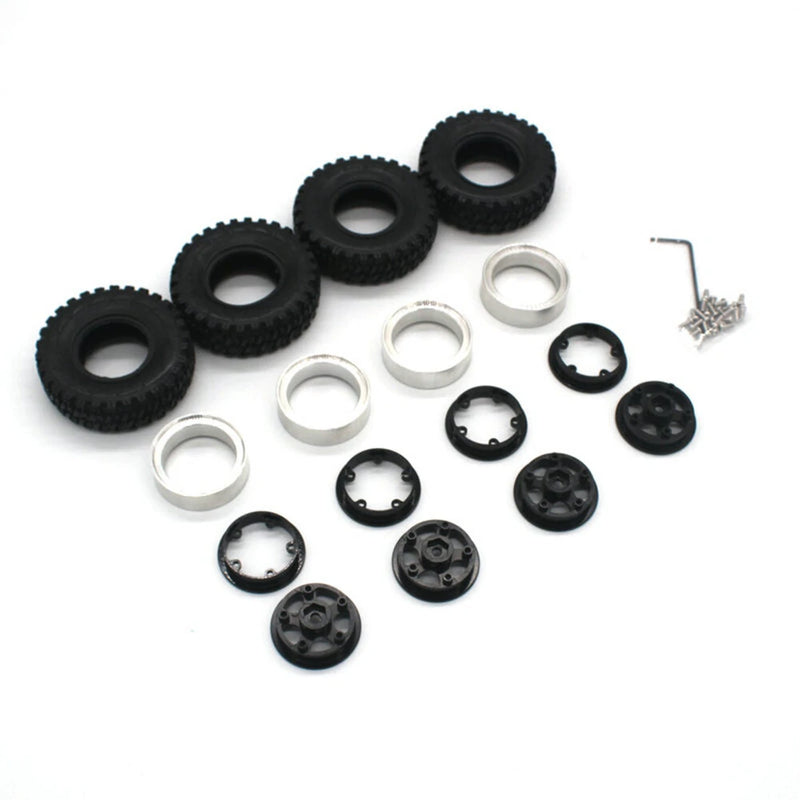 4PCS Upgraded Tires Metal Wheel Rims 7mm Hex for FMS 1/18 Fire Horse FJ Cruiser KATANA LC80 RC Car Vehicles Models Spare Parts