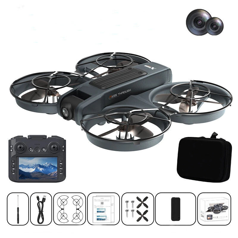 X226 WiFi FPV with Goggles Glasses / 5.9inch LCD Screen Controller HD Dual Camera Electrically Adjustable Optical Flow Hover Circle Protection LED Light Brushless 2.4G 4CH 6-Axis Remote Control Toys RC Drone Quadcopter RTF