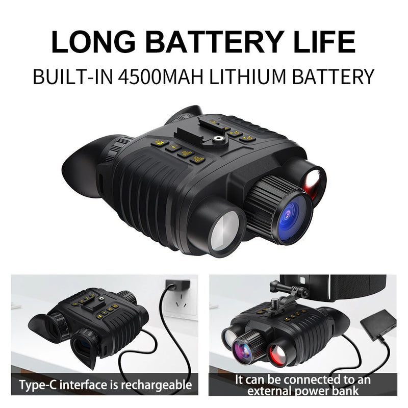 IPRee NV8360 4K 36MP Infrared Night Vision Binoculars 4500mAH Battery 8X Digital Zoom 500 Meters Darkness Goggles with Tactical Flashlight