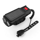 Solar Charging Bike Headlight 400Lm Brightness 200m Distance Range 2000mAh Battery Waterproof 3 Light Modes Warning Flashlight with 130dB Horn for Road Mountain Bicycle