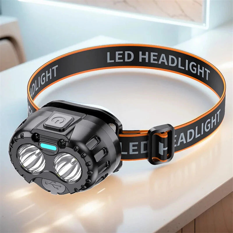 Bikight Smart Sensor Powerful LED Headlamp USB Charging Emergency Head Flashlight 250LM XPE LED Headlight IPX4 Waterproof for Outdoor Camping Fishing