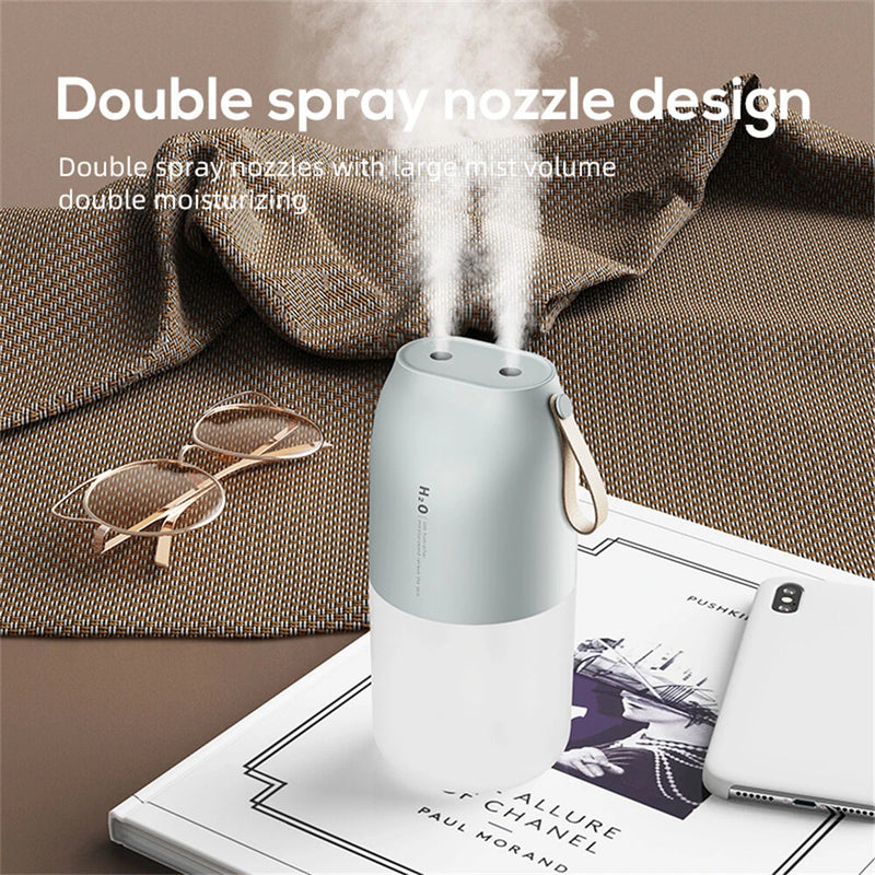 Tevorex 300ml Dual Sprayer Air Humidifier 2000mAh USB Rechargeable Battery Wireless Aroma Mist Maker Fogger Diffuser Light Umidificador