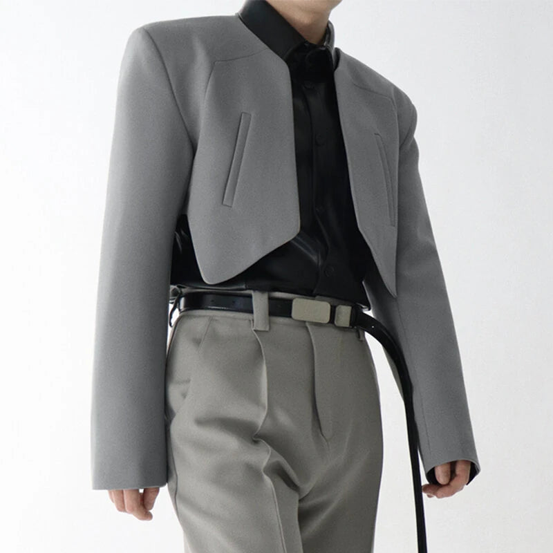 INCERUN Mens Blazer Simple Fashion Design Cut Off Suits Coats Solid Color Long Sleeve Blazer Casual Male Clothing Top