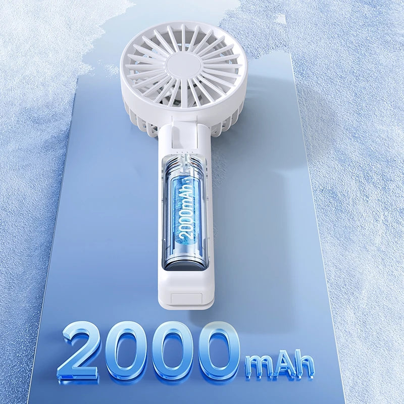 2000mAh USB Mini Fan Double Blade 180 Adjustable Handheld Fan Dual Motor 4 Wind Speed Foldable Neck Hanging Small Fan