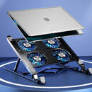 Foldable Alloy Laptop Stand with RGB Lights Silent 4-Fan Design for Portable Gaming Notebook 11-17.3 Inch