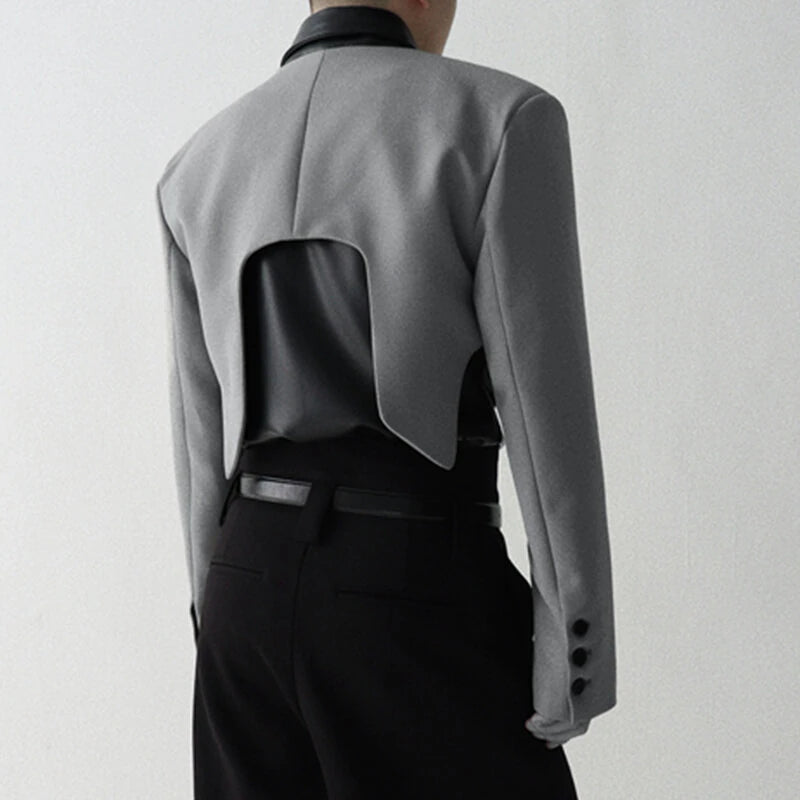 INCERUN Mens Blazer Simple Fashion Design Cut Off Suits Coats Solid Color Long Sleeve Blazer Casual Male Clothing Top