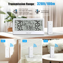 BALDR 8.5" LCD Screen Weather Station RCC Alarm Clock Digital Temperature Humidity Meter Weather Forecast Calendar Moon Phases Wireless Forecast Sensor