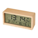 LED Wooden Digital Alarm Clock Multifunctional Large Screen Date Temperature Humidity Backlight 12/24 Hour Snooze Table Clock