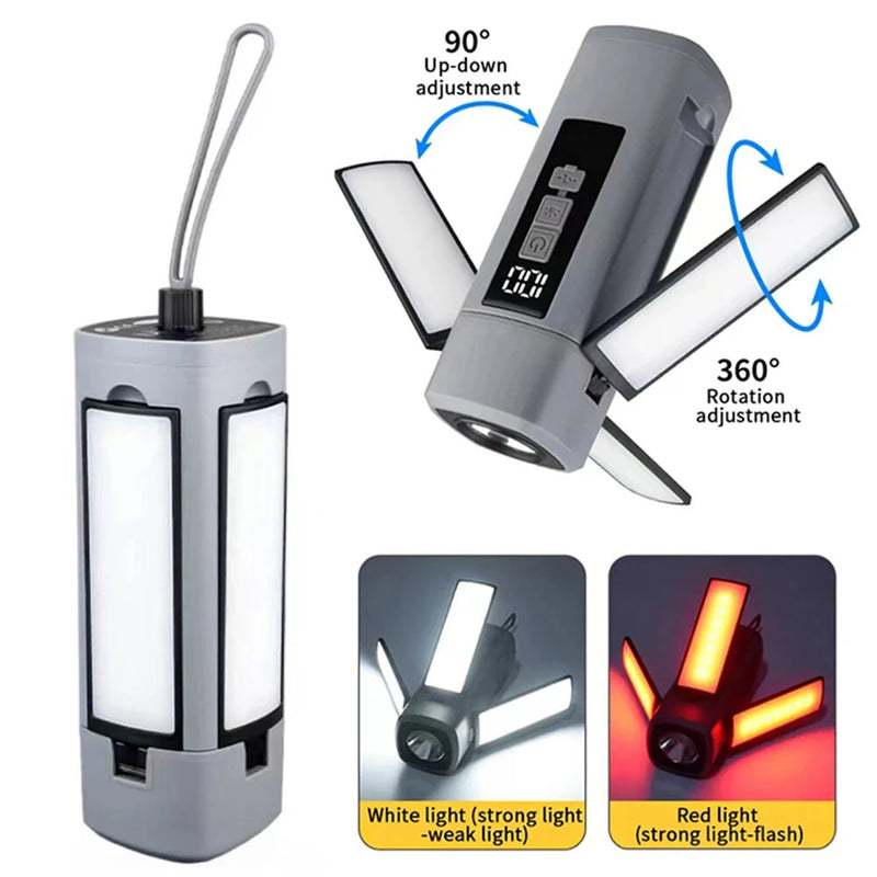 IPRee LED Camping Light Multifunctional Search Light 3 Light Modes Outdoor Camping Flashlight Foldable Camping Accessories