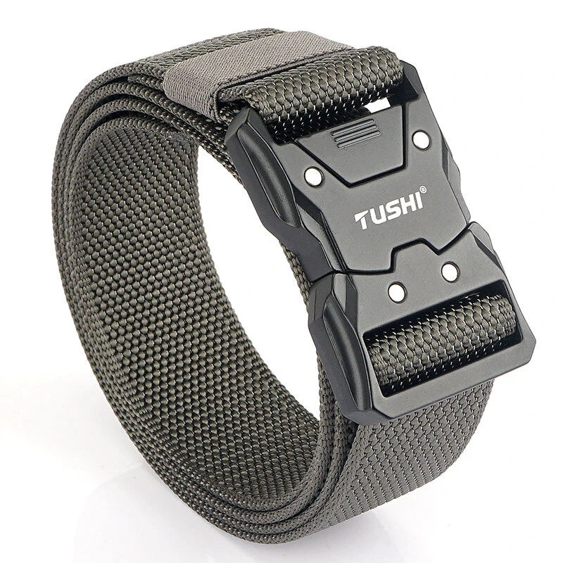 1Pc Popvcly Belt Metal Buckle Quick Release Belt Casual Tooling Training Belt Men's Pants Belt