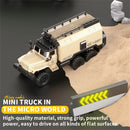 HJ2025-7D/8D RTR 1/64 2.4G RWD RC Car Mini Alloy Military Truck Three Speed LED Light Sound Support App Remote Control Simulation Transport Command Vehicles Models Toys