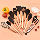 12PCS Food Grade Silicone Kitchenware Cutlery Turner Spatula Measuring Spoon Practical Cooking Tools Kitchen Cutlery Set