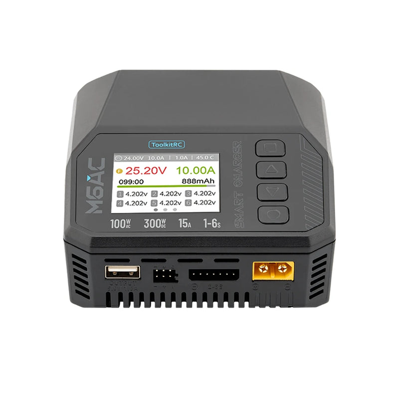 Toolkitrc M6AC AC 100W DC 300W 15A with IPS 2.0 Inch LCD Screen Balance Charger Discharger for 1-6S LiPo LiHv LiFe Lilon 1-16S NiMH 1-10S PB Battery