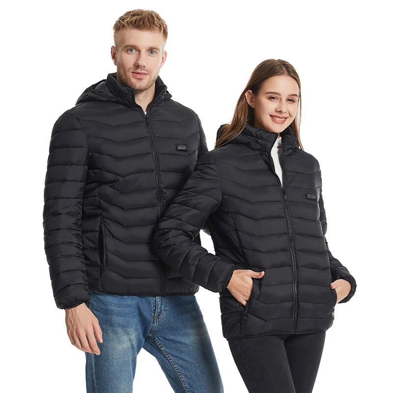 TENGOO HZ-23 23 Zones Heated Jacket - Four-control, USB & DC Port, Smart Thermal Warm Jacket Uniex Heated Hooded Coat Outdoor Sportswear