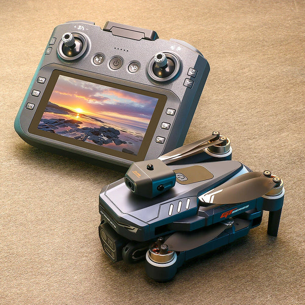 LSRC GT8 WiFi FPV with 4.9inch LCD Screen Controller HD Front Bottom Rear Three Camera Servo Gimbal 360 Obstacle Avoidance Brushless Foldable RC Drone Quadcopter RTF