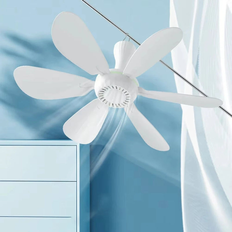 Tevorex 5 / 6 / 8 Leaves Electric Ceiling Fan Silent Low Noise Energy Saving with Remote Cable Lightweight Portable for Camping Bed Dormitory Tent