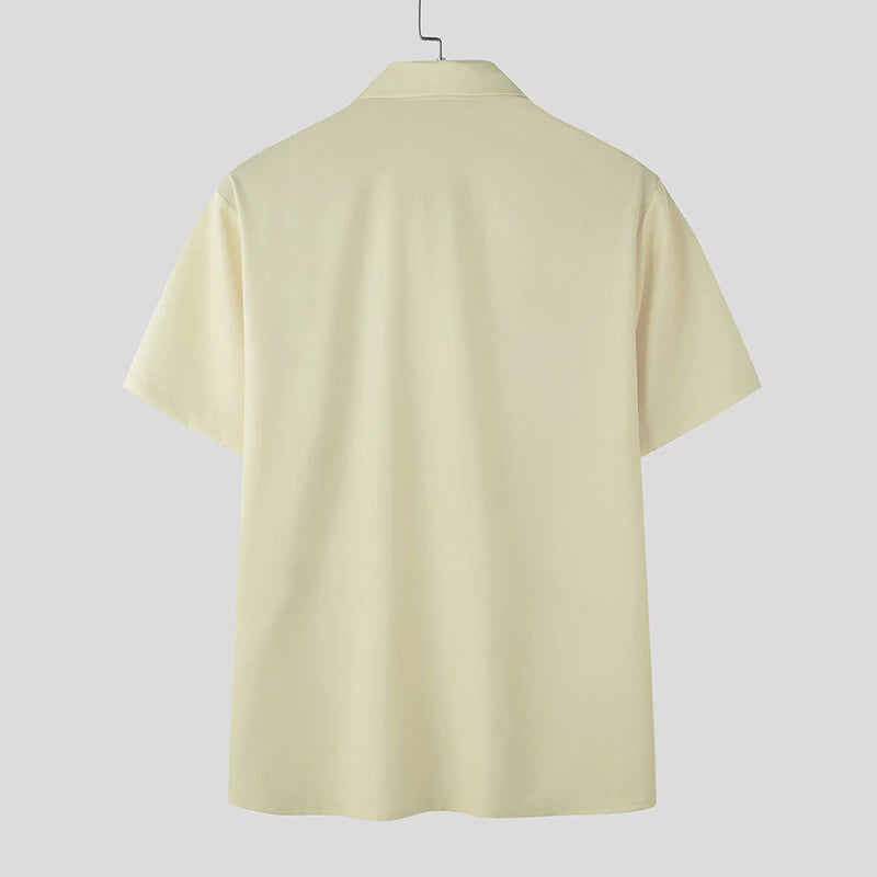 INCERUN Mens Floral Print Lapel Collar Short Sleeve Shirt Casual Daily Button Up Lapel Top FOR Men S-5XL