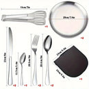 IPRee 11pcs Stainless Steel Flatware Set for Camping, Hiking & Outdoor Dining - Polished Finish Portable Cutlery Kit with Plates, Spoons, Forks, Travel Utensil Set for Picnics & Backpacking
