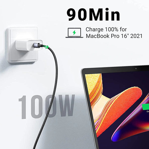 Pobod 100W Type-C to Type-C Cable 10Gbps Fast Data Transmission Support 4K/8K Display 0.5M/1M/2M Long for Phone Tablet TV