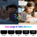 180  Rotation RGB Colorful Night Light Radio Projection Clock Projection Digital Alarm Clock With Night Light 2 USB Output Port 12H/24H FM Radio Time Projector LED Clock