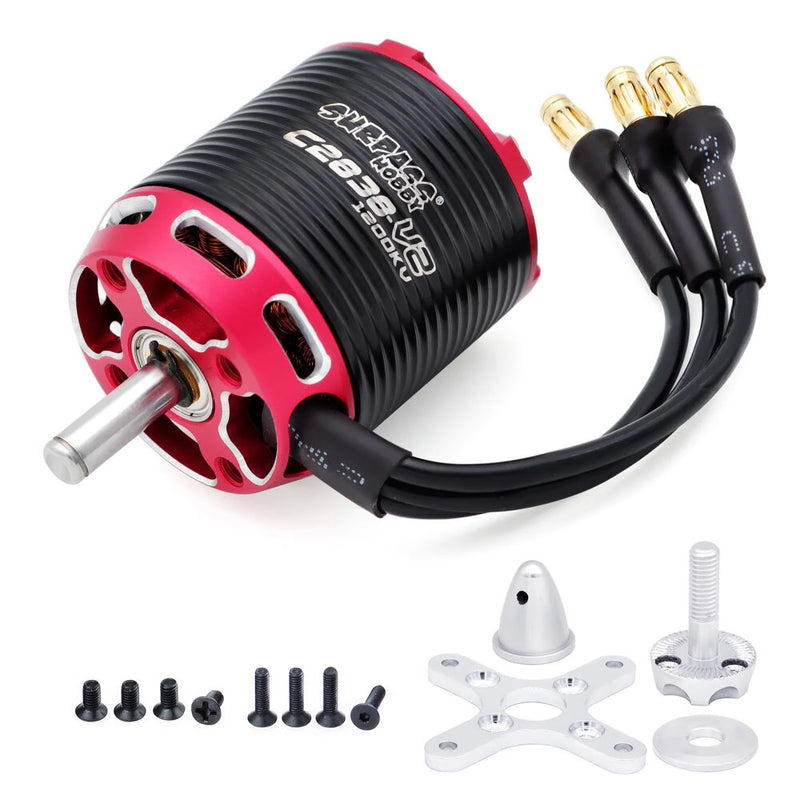 SURPASS-HOBBY C28 V2 600KV/750KV/800KV/850KV/880KV/1000KV/1120KV/1200KV/1300KV/1350KV/1400KV/1900KV/2200KV/2300KV Outrunner Brushless Motor for RC Airplane Fixed Wing
