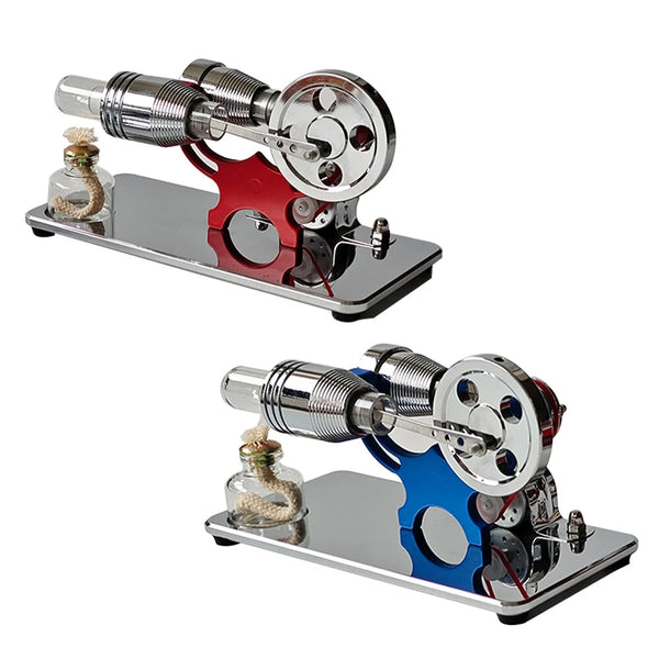 LL-015 -Type Mirror-Reflective Thermal Hot Air Stirling Engine Generator Model with LED Bulb Science Discovery Education STEM Toy