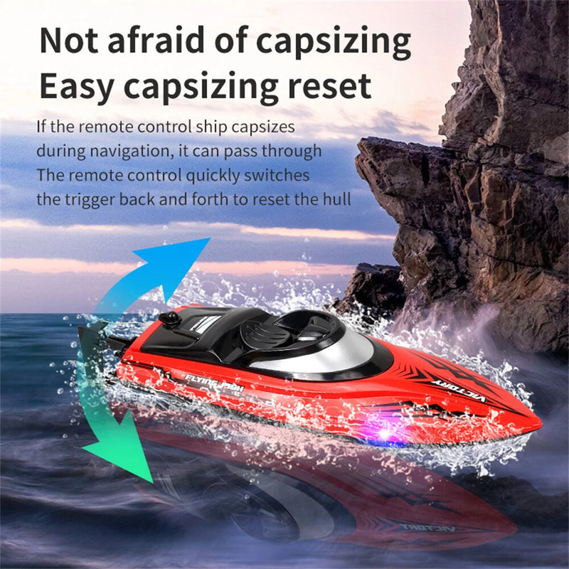 HXJRC HJ811 2.4G 4CH RC Boat High Speed LED Light Speedboat Waterproof 20km/h Electric Racing Vehicles Models Lakes Pools Remote Control Toys
